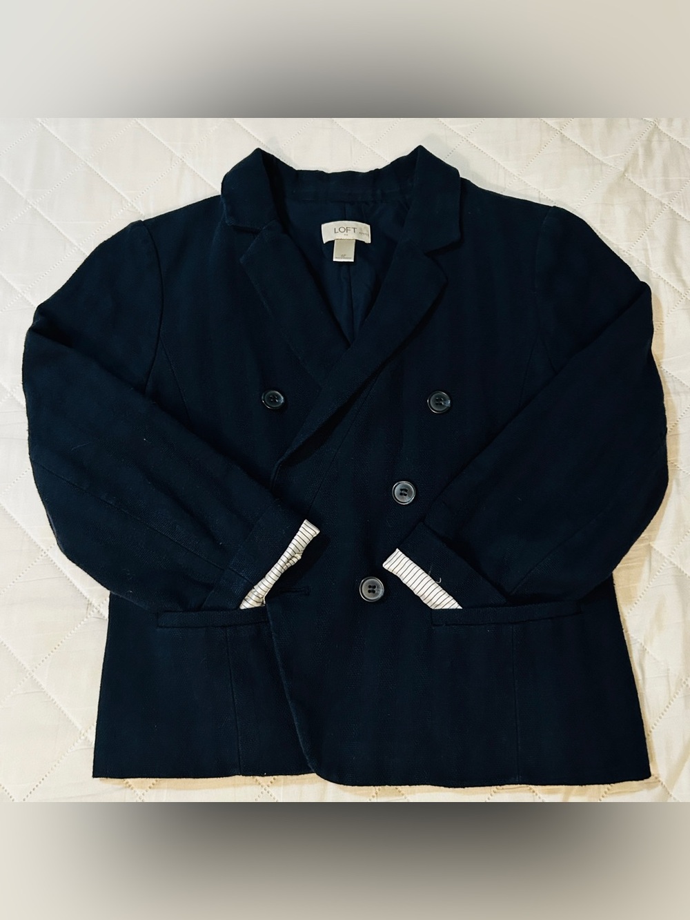 LOFT Petite Women’s Double-Breasted Navy Pea Coat Blazer